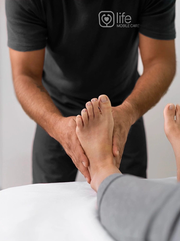 Podiatrist performing foot massage